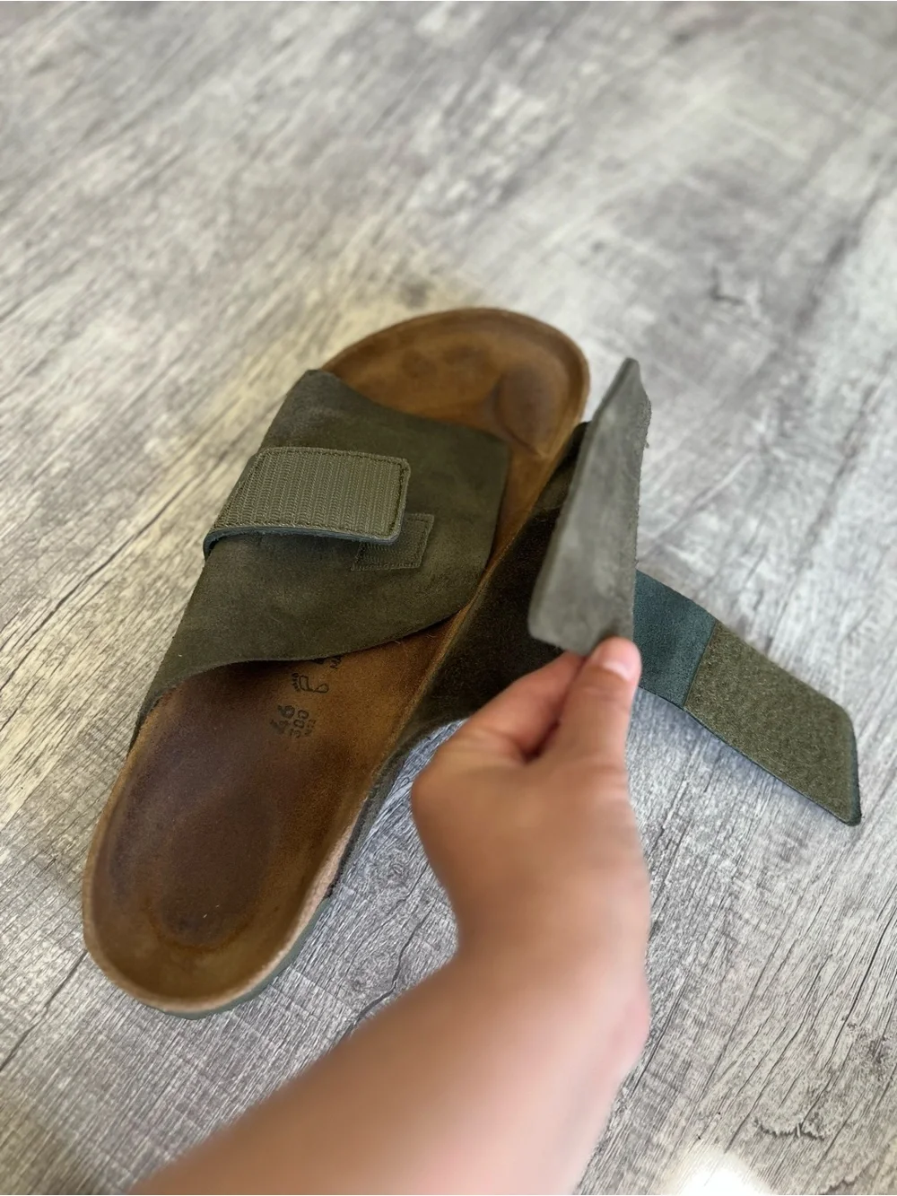 Birkenstock Olive Green Suede Slide Sandals